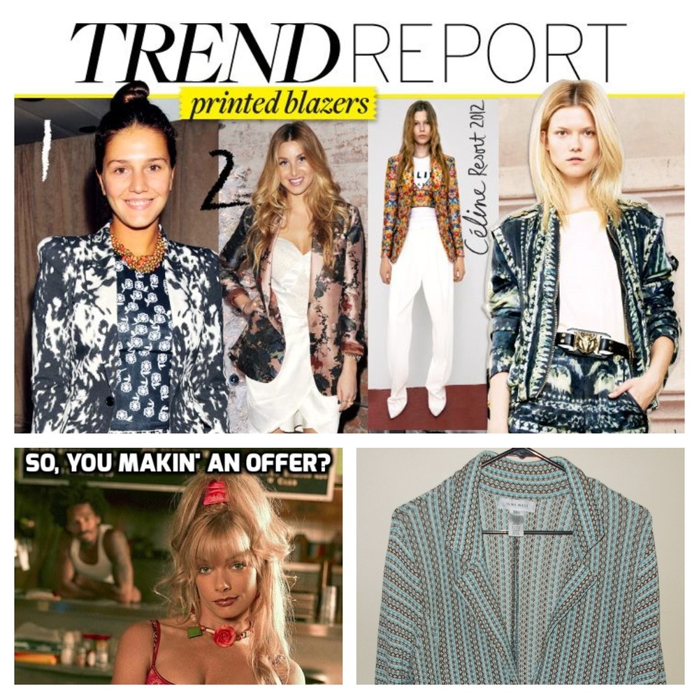 NWT NINE WEST PRINTED BLAZER SZ L